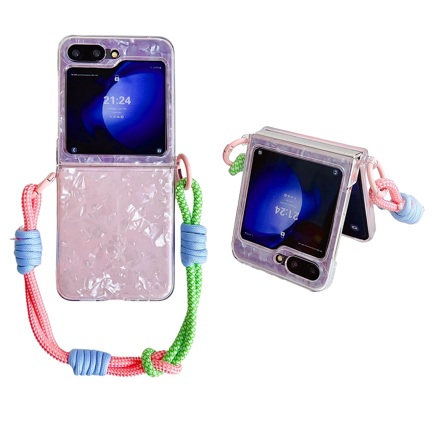 Amazon.co.jp: Galaxy Z Flip6/Flip7FEケース 透明 幻彩 3D 貝殻